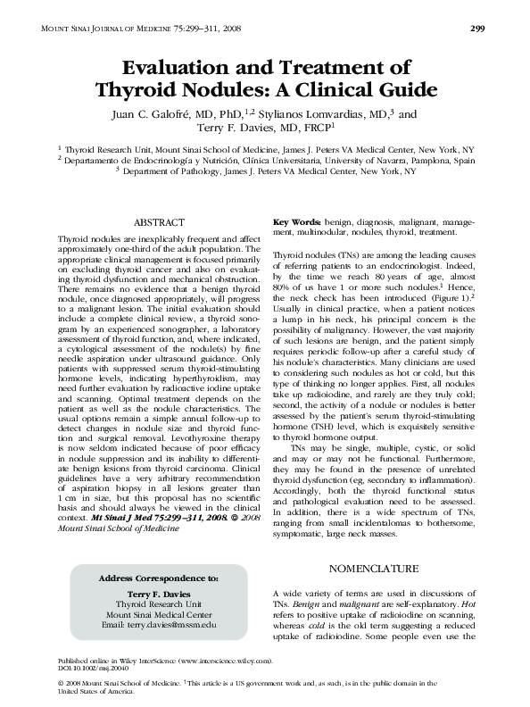 (PDF) Evaluation and treatment of thyroid nodules: a clinical guide