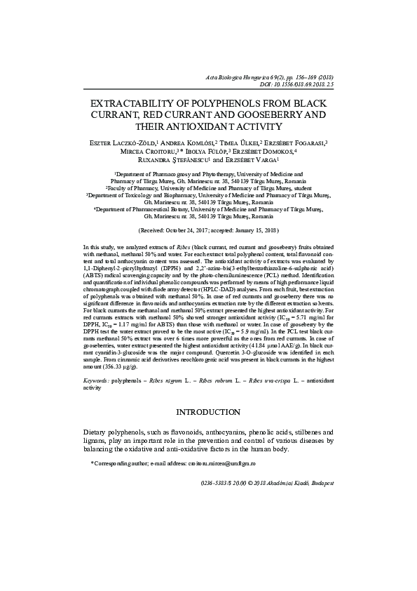 (PDF) Extractability of polyphenols from black currant, red currant and ...