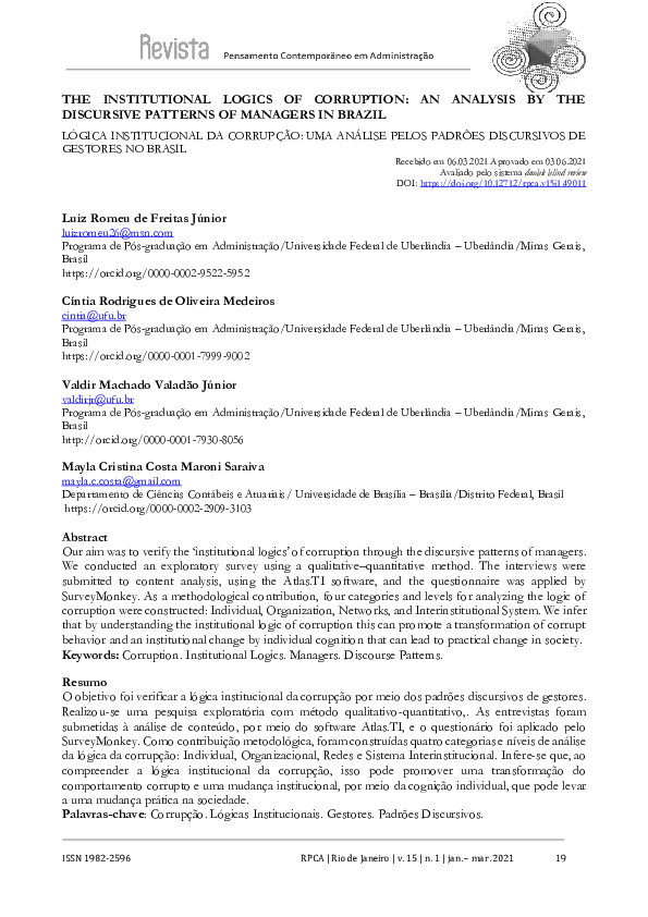 Institutional logic of corruption