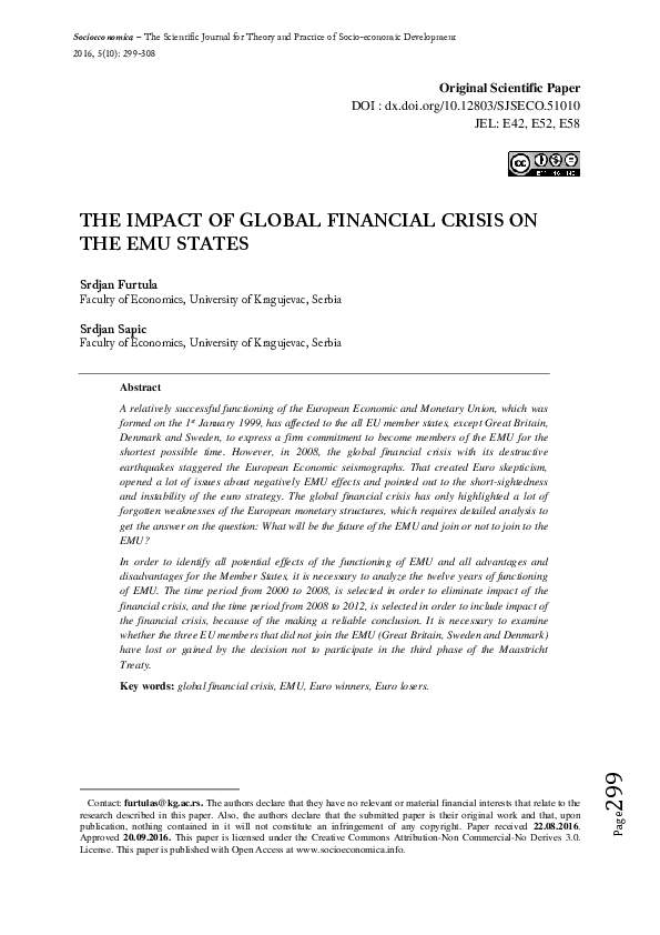 (PDF) The Impact of Global Financial Crisis on the Emu States