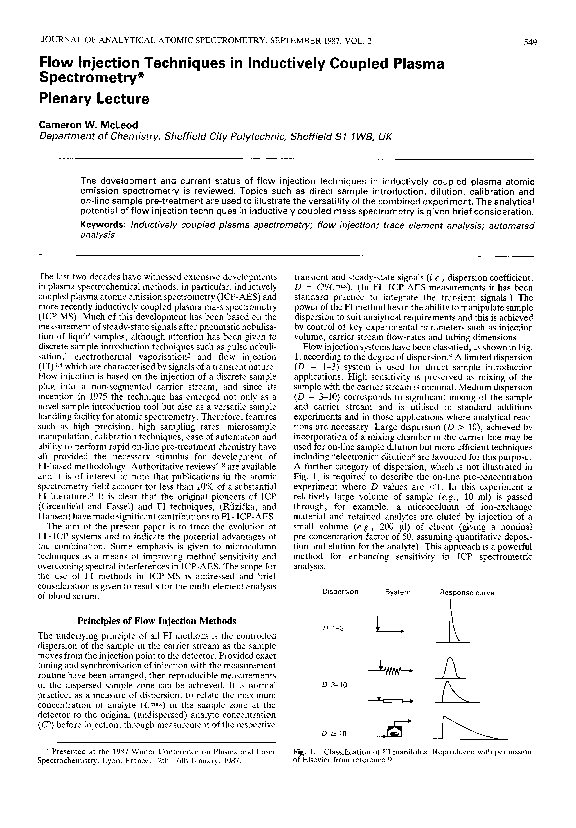 (PDF) Flow injection techniques in inductively coupled plasma ...