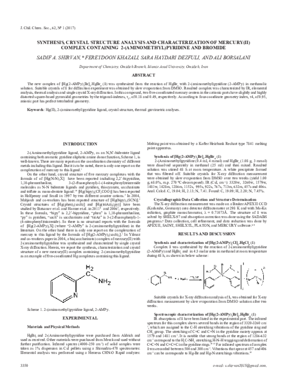 (PDF) Synthesis, Crystal Structure Analysis and Characterization of ...