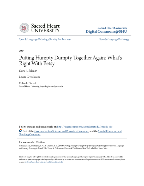 Putting Humpty Dumpty Together Again Printable