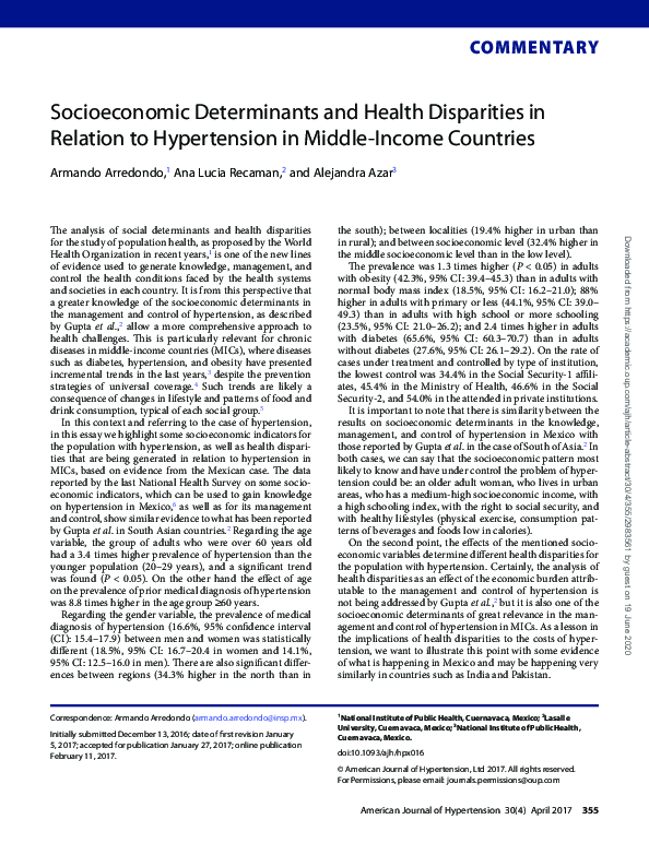 (PDF) Socioeconomic Determinants and Health Disparities in Relation to ...