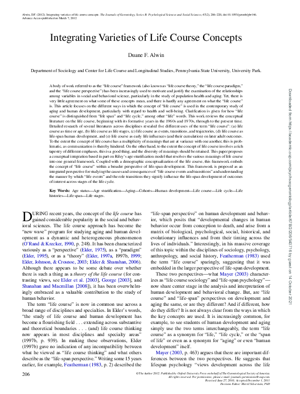(PDF) Integrating Varieties of Life Course Concepts