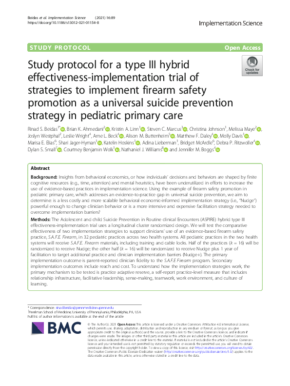 (PDF) Study protocol for a type III hybrid effectiveness-implementation ...