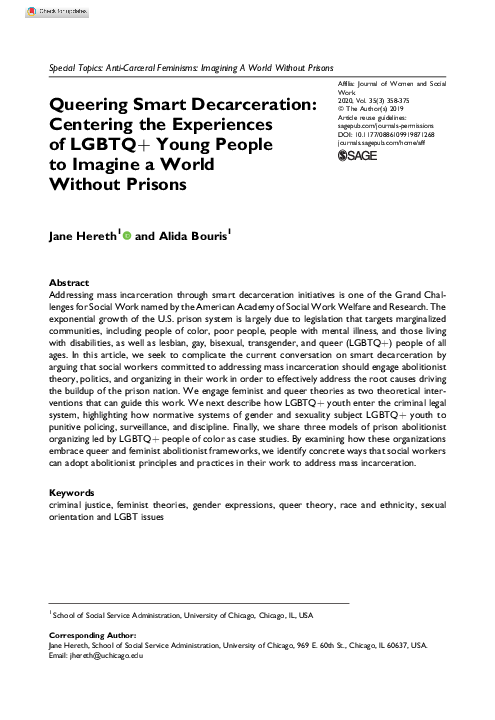 (PDF) Queering Smart Decarceration: Centering the Experiences of LGBTQ+ ...