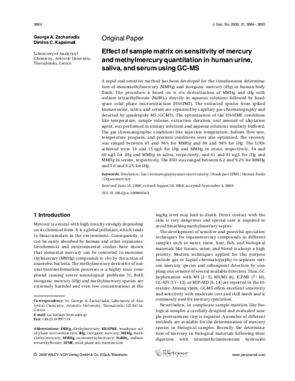 (PDF) Effect of sample matrix on sensitivity of mercury and ...