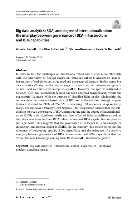 (PDF) Big data analytics (BDA) and degree of internationalization: the ...