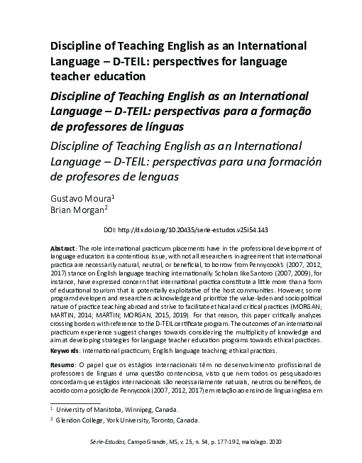 (PDF) Discipline of Teaching English as an International Language – D ...