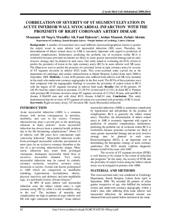 (PDF) Correlation of severity of ST segment elevation in acute inferior ...