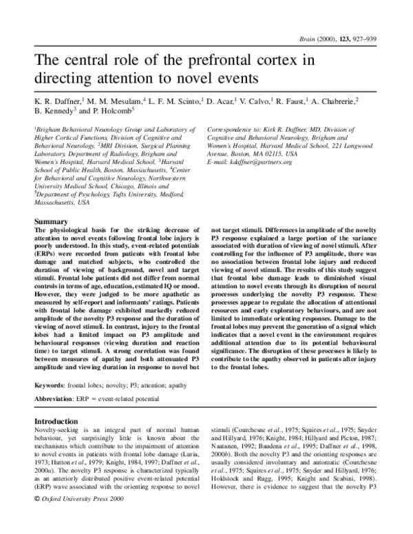 (PDF) The central role of the prefrontal cortex in directing attention ...