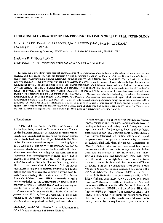 (PDF) Ultrahigh flux reactor design probing the limits of plate fuel