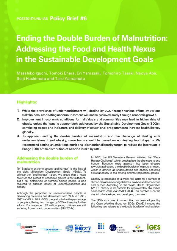 (PDF) Ending the double burden of malnutrition: addressing the food and ...