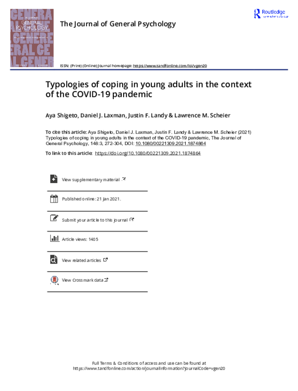 (PDF) Typologies of coping in young adults in the context of the COVID ...