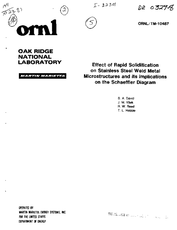 (PDF) Effect of rapid solidification on stainless steel weld metal ...