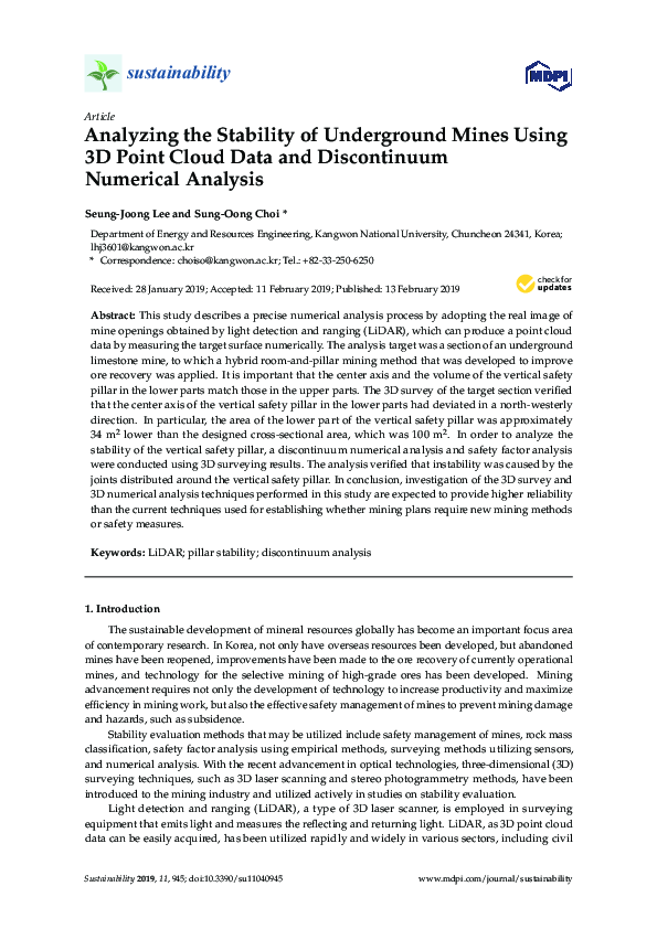 (PDF) Analyzing the Stability of Underground Mines Using 3D Point Cloud ...