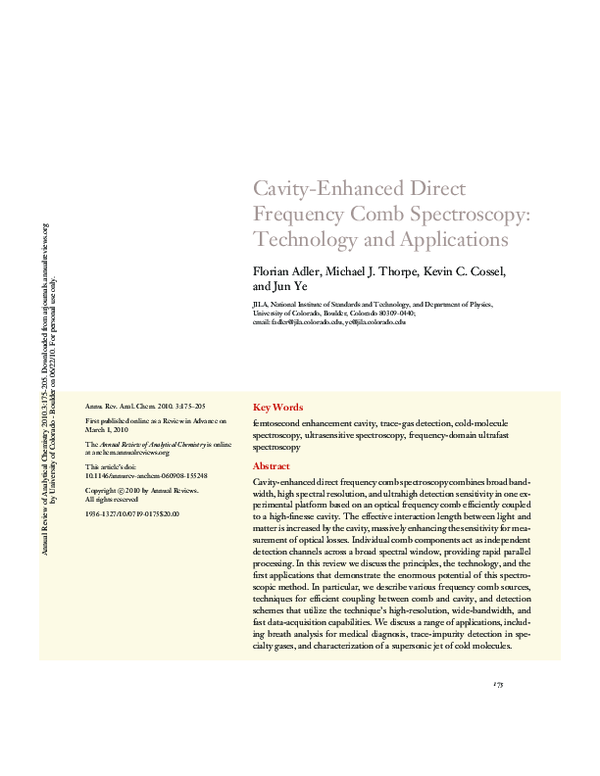 (PDF) Cavity-Enhanced Direct Frequency Comb Spectroscopy: Technology ...