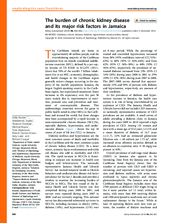 (PDF) The burden of chronic kidney disease and its major risk factors ...