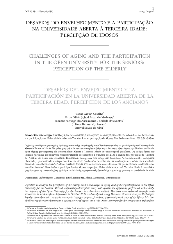 (PDF) Desafios Do Envelhecimento e a Participação Na Universidade ...