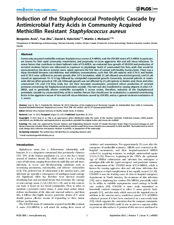 (PDF) Induction of the Staphylococcal Proteolytic Cascade by ...