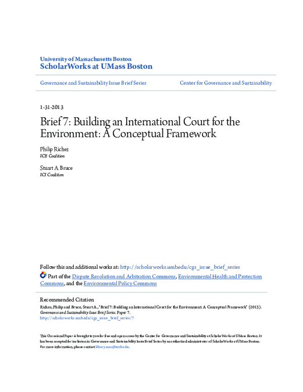 (PDF) Brief 7: Building an International Court for the Environment: A ...