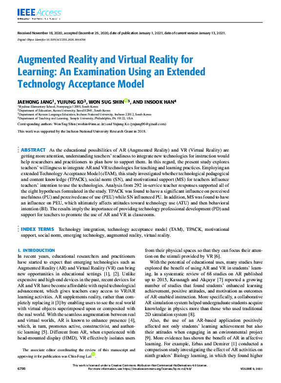 (PDF) Augmented Reality and Virtual Reality for Learning: An ...