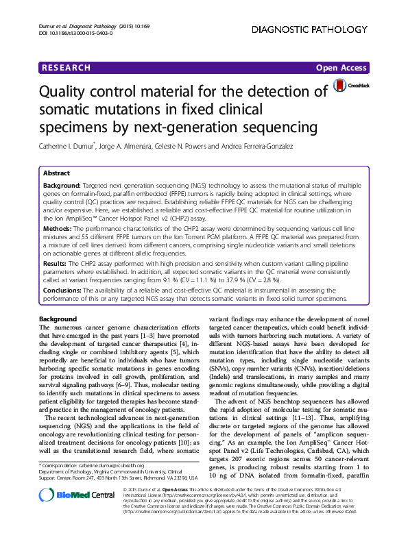 (PDF) Quality control material for the detection of somatic mutations ...
