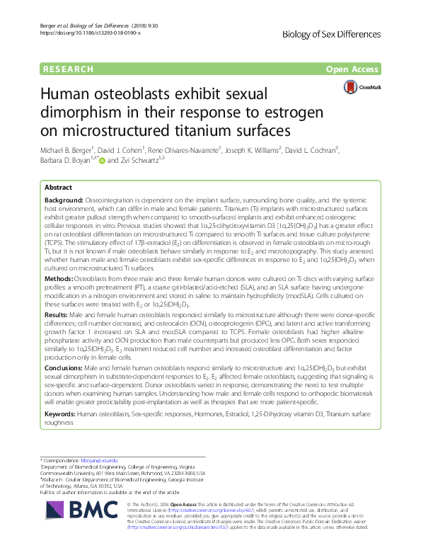 (PDF) Human osteoblasts exhibit sexual dimorphism in their response to ...
