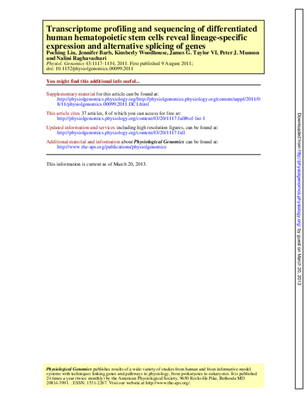 (PDF) Transcriptome profiling and sequencing of differentiated human ...