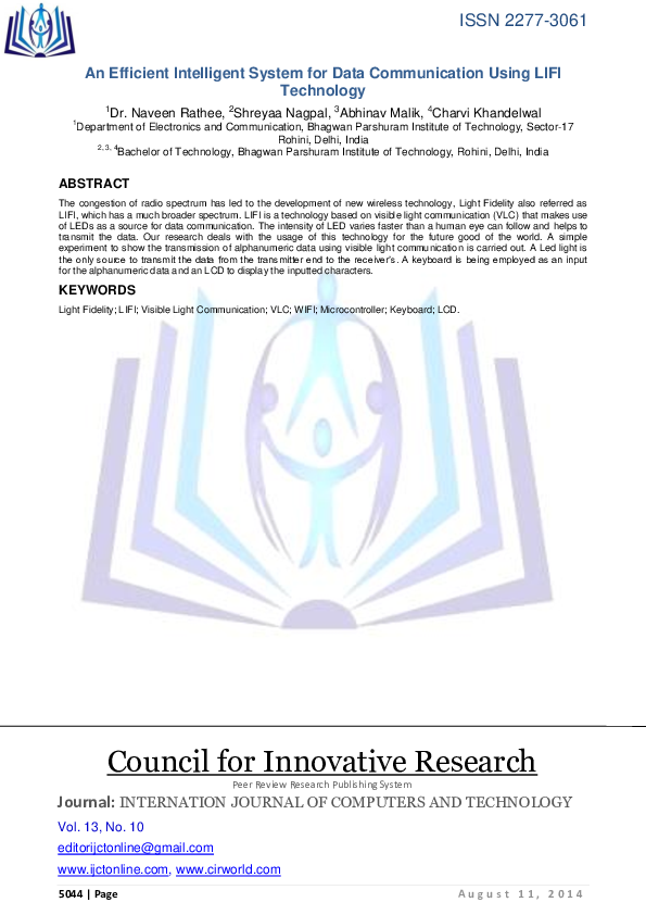 (PDF) An Efficient Intelligent System for Data Communication Using LIFI ...