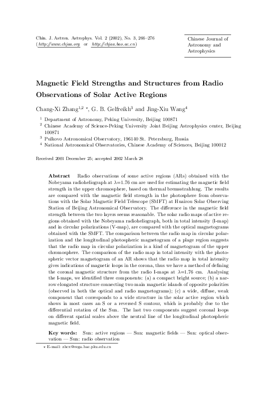 (PDF) Magnetic Field Strengths and Structures from Radio Observations ...