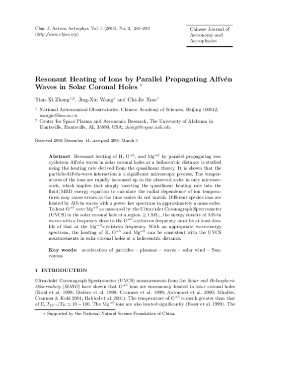 (PDF) Resonant Heating of Ions by Parallel Propagating Alfvén Waves in ...