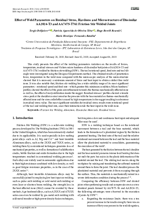 (PDF) Effect of Weld Parameters on Residual Stress, Hardness and ...
