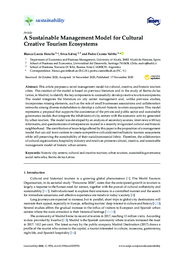 (PDF) A Sustainable Management Model for Cultural Creative Tourism ...