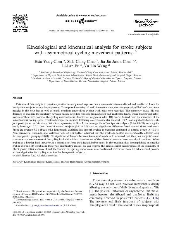 (PDF) Kinesiological and kinematical analysis for stroke subjects with ...
