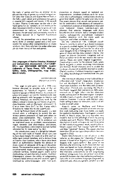 (PDF) The Languages of Native America: Historical and Comparative ...