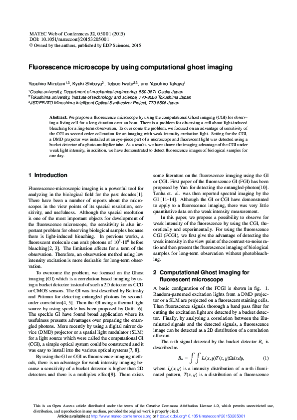 (PDF) Fluorescence microscope by using computational ghost imaging