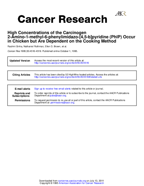(PDF) High Concentrations of the Carcinogen 2-Amino-1-methyl-6 ...
