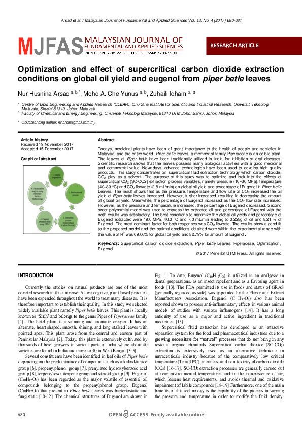 (PDF) Optimization and effect of supercritical carbon dioxide ...