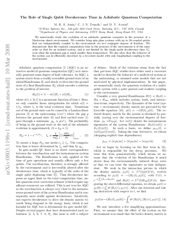 (PDF) Role of single-qubit decoherence time in adiabatic quantum ...