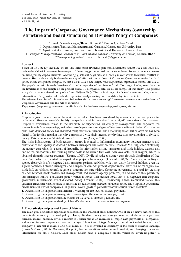 (PDF) The Impact of Corporate Governance Mechanisms (ownership ...