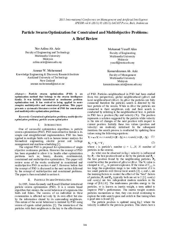 (PDF) Particle Swarm Optimization for Constrained and Multiobjective ...