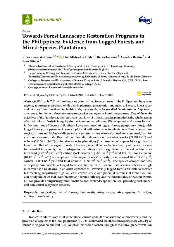 (PDF) Towards Forest Landscape Restoration Programs in the Philippines ...