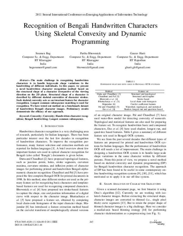 (PDF) Recognition of Bengali Handwritten Characters Using Skeletal ...
