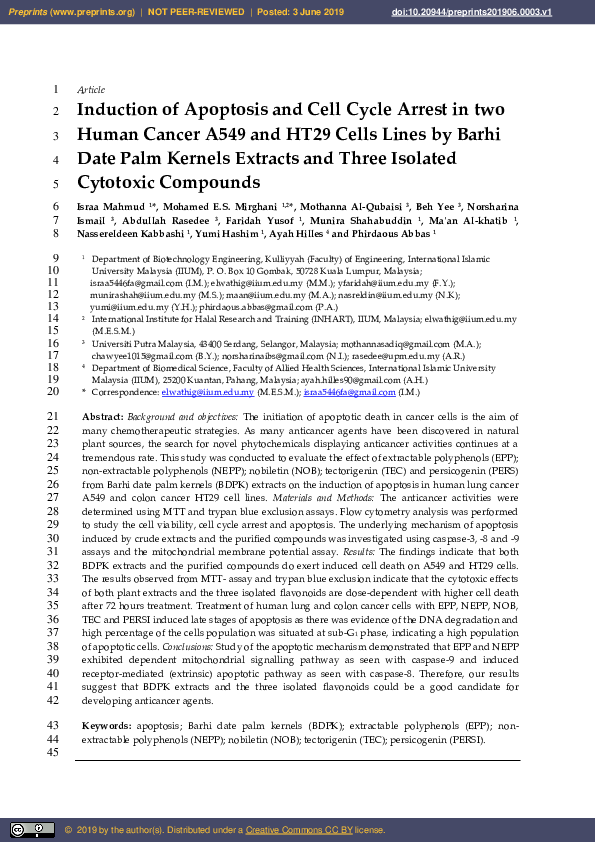 (PDF) Induction of Apoptosis and Cell Cycle Arrest in two Human Cancer ...