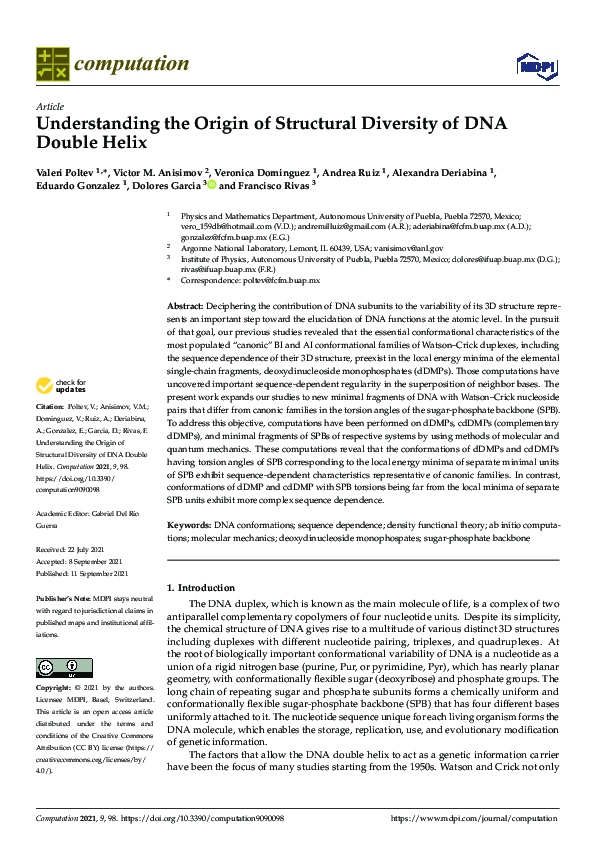 (PDF) Understanding the Origin of Structural Diversity of DNA Double Helix