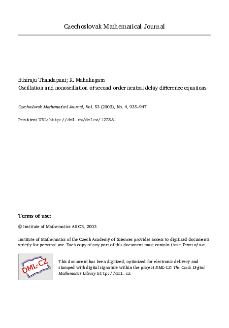 (PDF) Oscillation and Nonoscillation of Second Order Neutral Delay ...