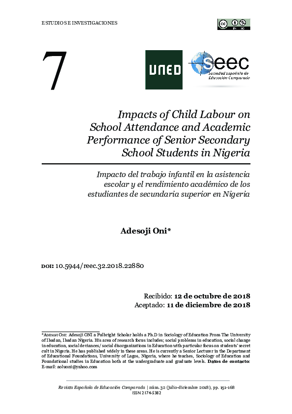 (PDF) Impacts of Child Labour on School Attendance and Academic ...