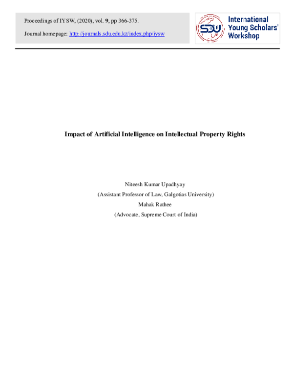 (PDF) Impact of Artificial Intelligence on Intellectual Property Rights